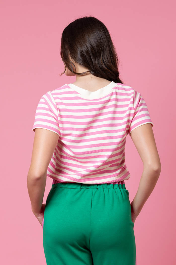 CHARLO JORDYN TEE - PINK STRIPE