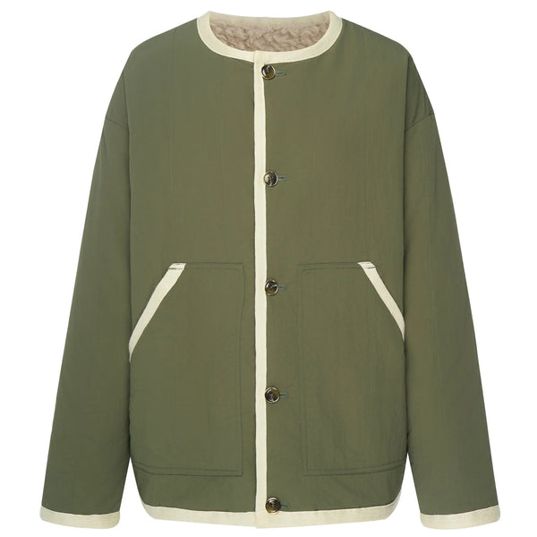 MOKE - JUNIPER WOMEN'S REVERSIBLE JACKET - OLIVE GREEN/CREAM