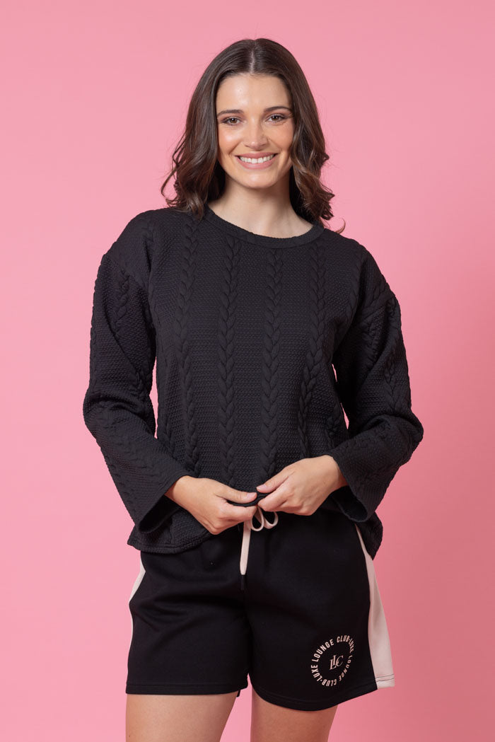 CHARLO KYLO BELL SLEEVE SWEATER - BLACK