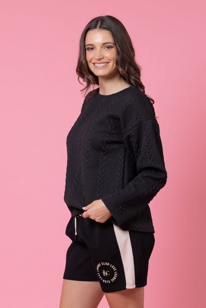 CHARLO KYLO BELL SLEEVE SWEATER - BLACK