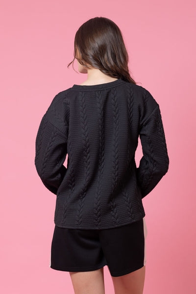 CHARLO KYLO BELL SLEEVE SWEATER - BLACK