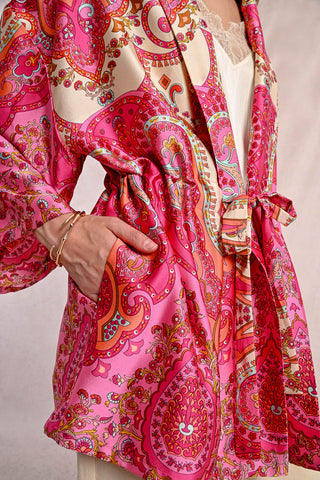 MOLLY BRAKEN - LADIES WOVEN KIMONO - PINK DAPHNE