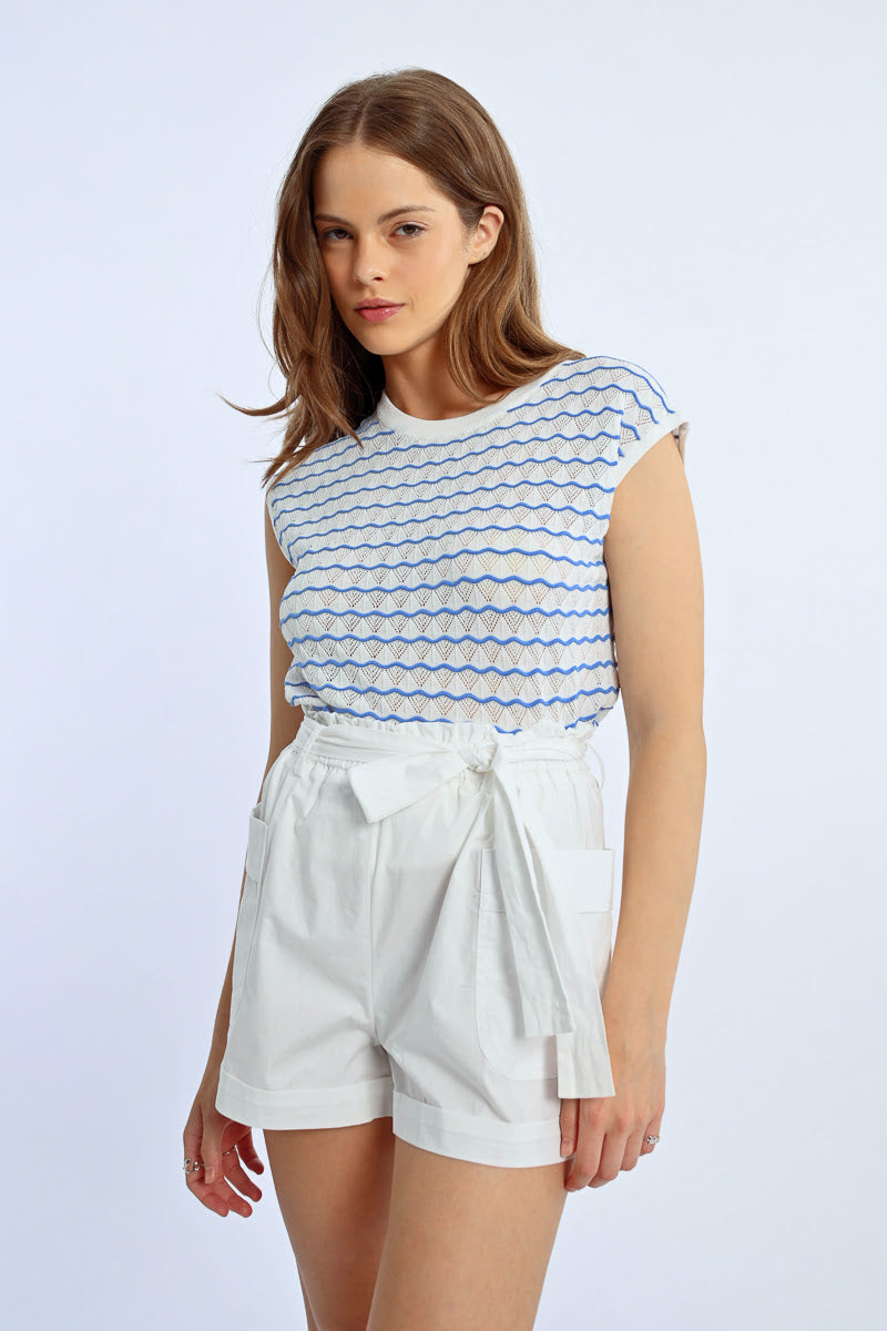 LILI SIDONIO - KNITTED SLEEVELESS SWEATER - OFF WHITE