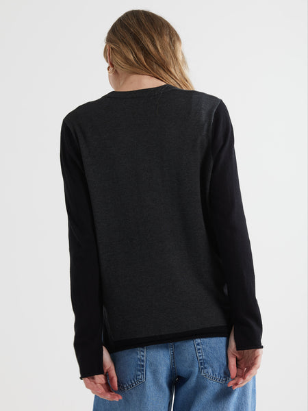 LD & CO - INTARSIA CREW - CHARCOAL