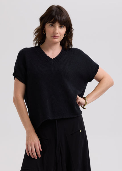 LD & CO - TEXTURE V TOP - BLACK