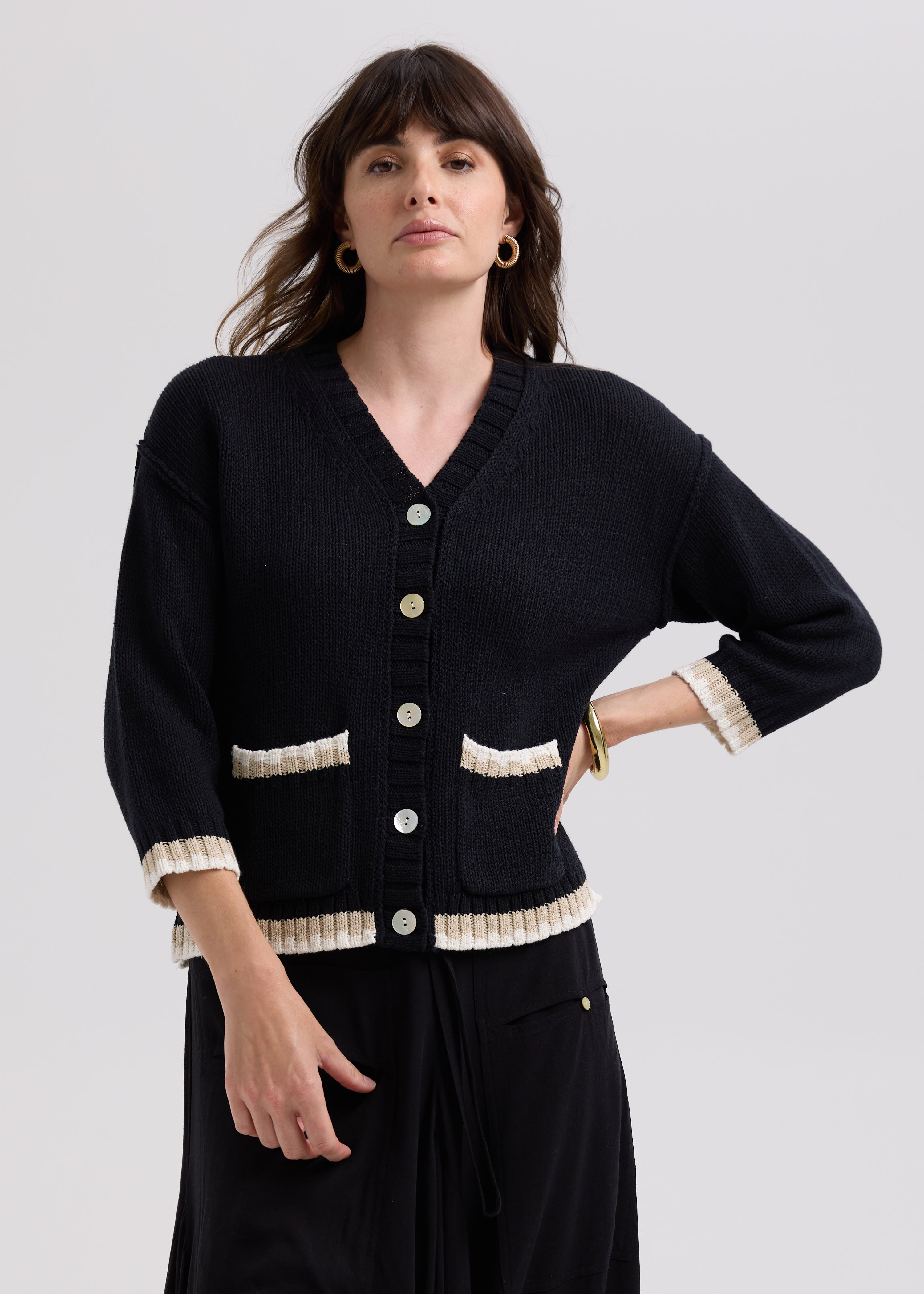 LD & CO - TEXTURE CARDI - BLACK