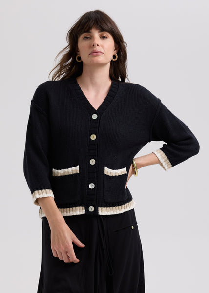 LD & CO - TEXTURE CARDI - BLACK