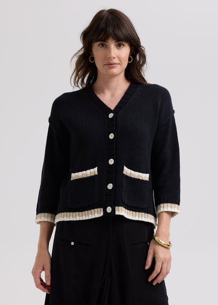 LD & CO - TEXTURE CARDI - BLACK