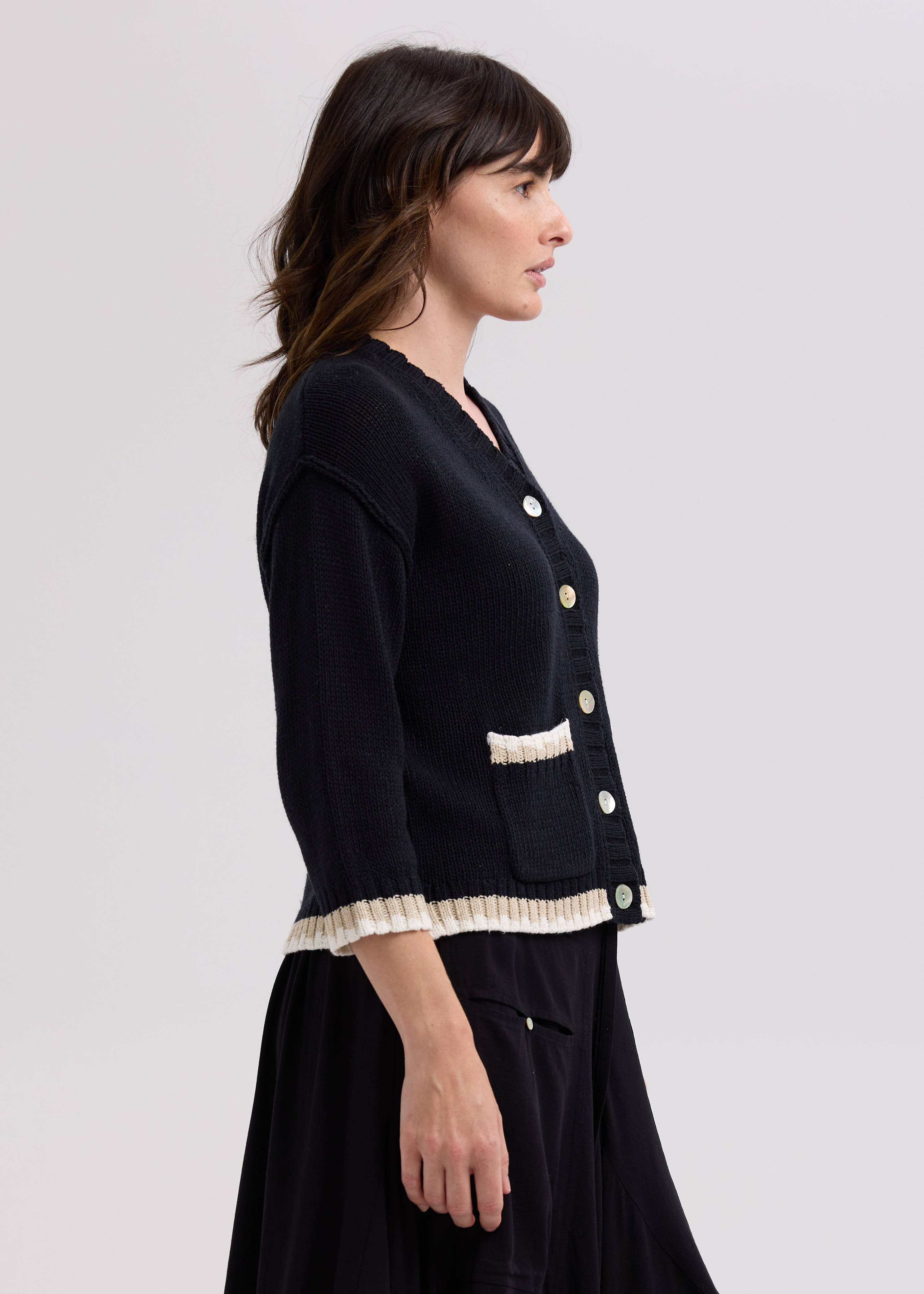 LD & CO - TEXTURE CARDI - BLACK
