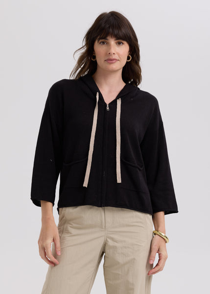 LD & CO - LINEN HOODIE - BLACK