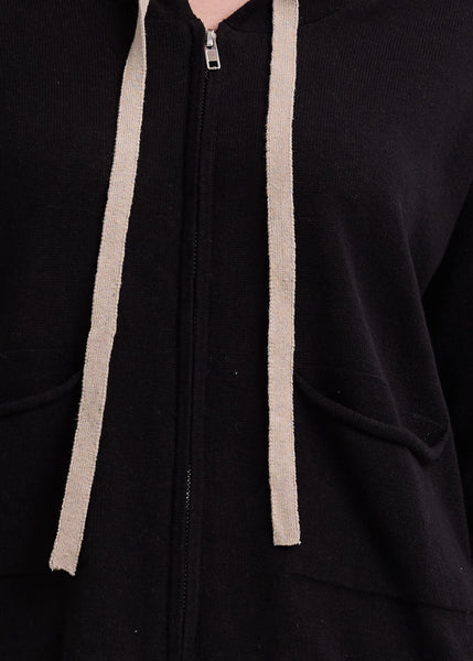 LD & CO - LINEN HOODIE - BLACK