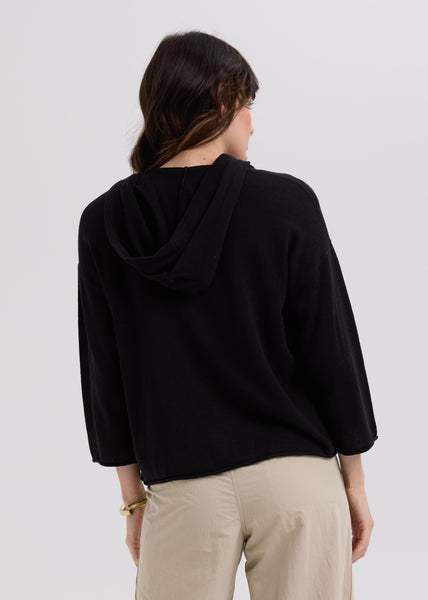 LD & CO - LINEN HOODIE - BLACK