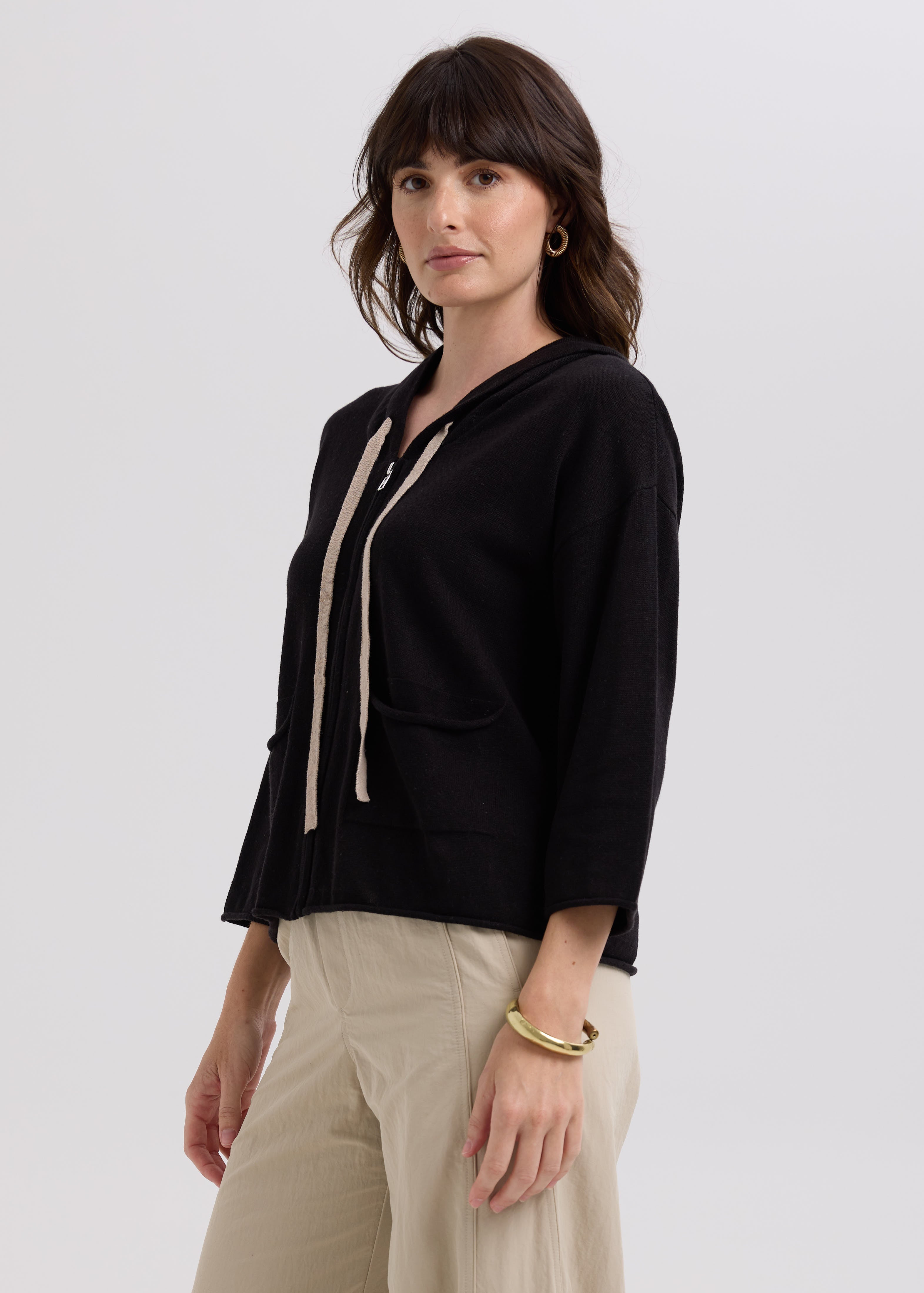LD & CO - LINEN HOODIE - BLACK