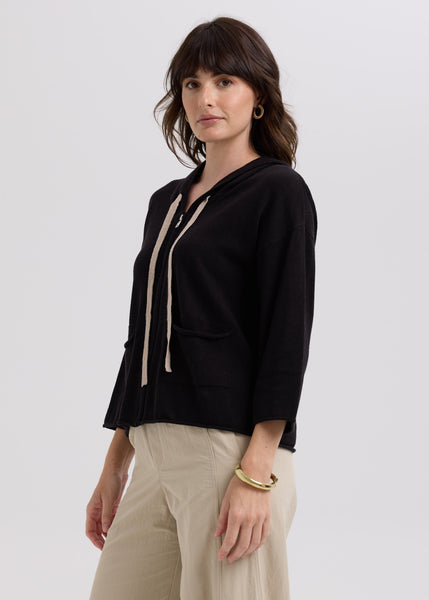 LD & CO - LINEN HOODIE - BLACK