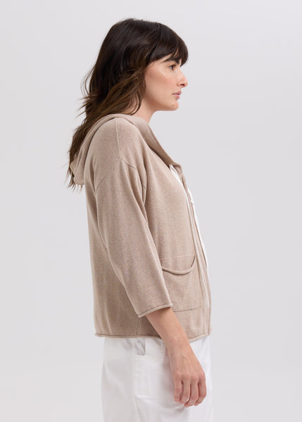 LD & CO - LINEN HOODIE - TAUPE