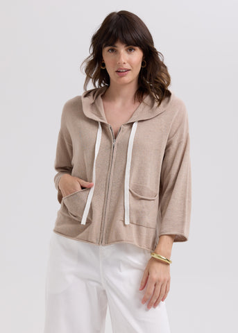 LD & CO - LINEN HOODIE - TAUPE