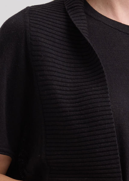 LD & CO - LINEN TIE CARDI - BLACK