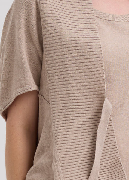 LD & CO - LINEN TIE CARDI - TAUPE