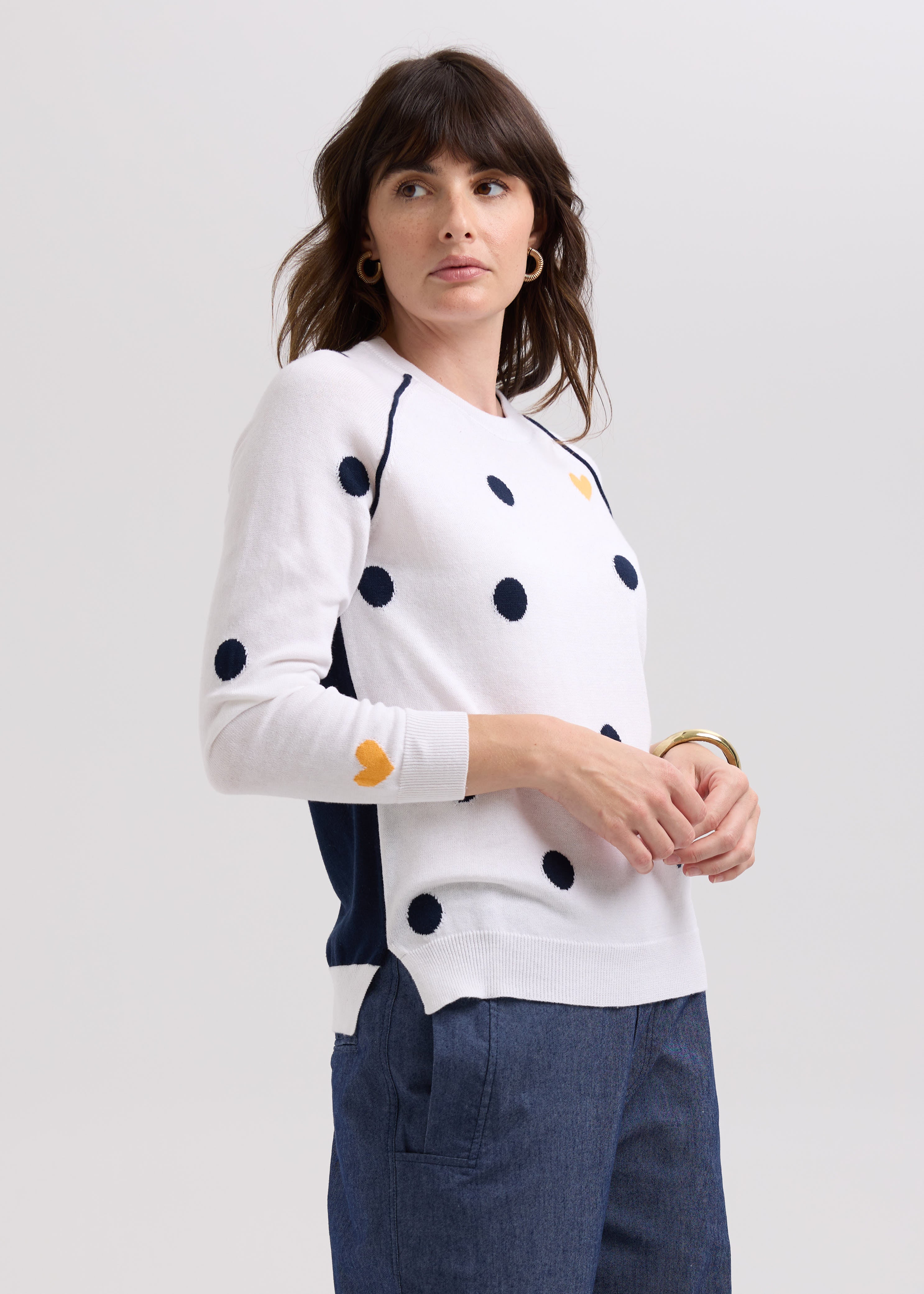 LD & CO - SPOT THE LOVE JUMPER - WHITE