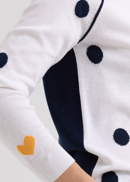 LD & CO - SPOT THE LOVE JUMPER - WHITE