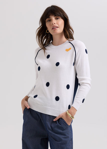 LD & CO - SPOT THE LOVE JUMPER - WHITE