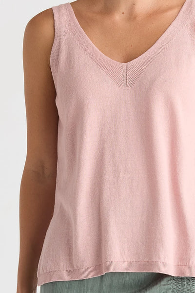 LD & CO LINEN/COTTON TANK - ROSE