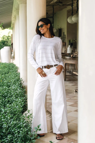 LD & CO TEXTURED LINEN JUMPER - WHITE