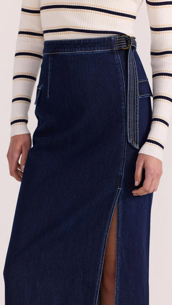 STAPLE THE LABEL - LENNOX DENIM MIDI SKIRT - INDIGO