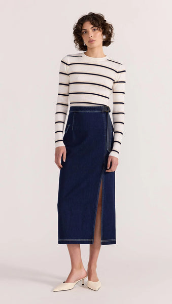 STAPLE THE LABEL - LENNOX DENIM MIDI SKIRT - INDIGO