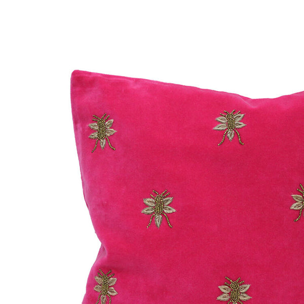 Le Forge - Bee Embroidered Cushion - Pink