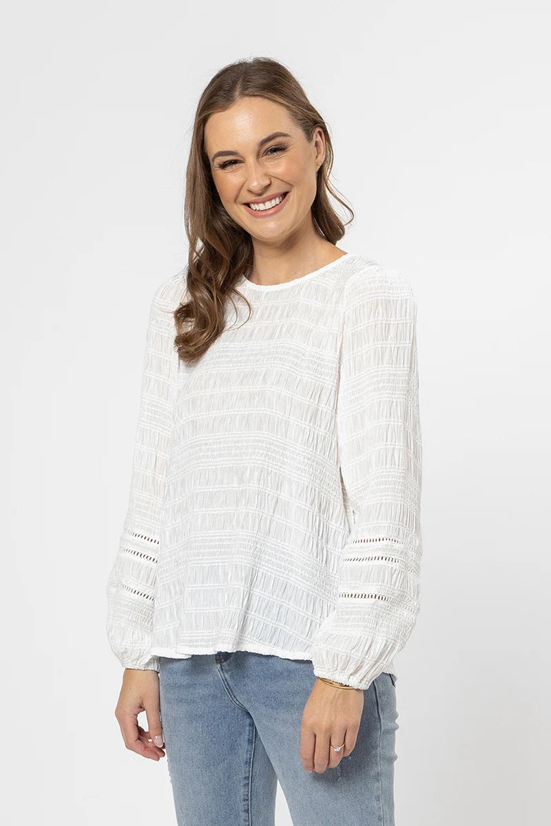 Leila + Luca - WANDERLUST TOP - WHITE TEXTURE