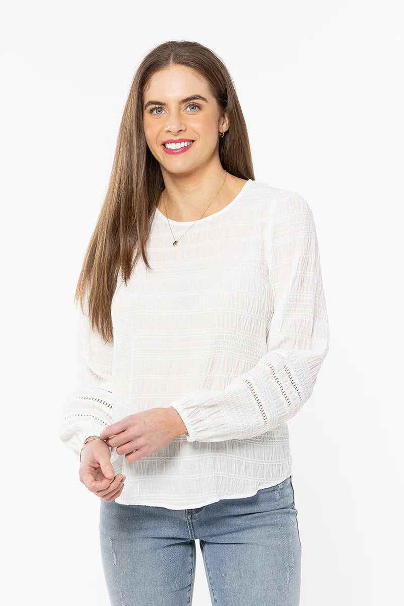 Leila + Luca - WANDERLUST TOP - WHITE TEXTURE