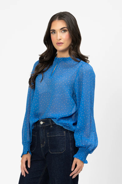 LEILA + LUCA - MOVEMENT BLOUSE - TRUE BLUE