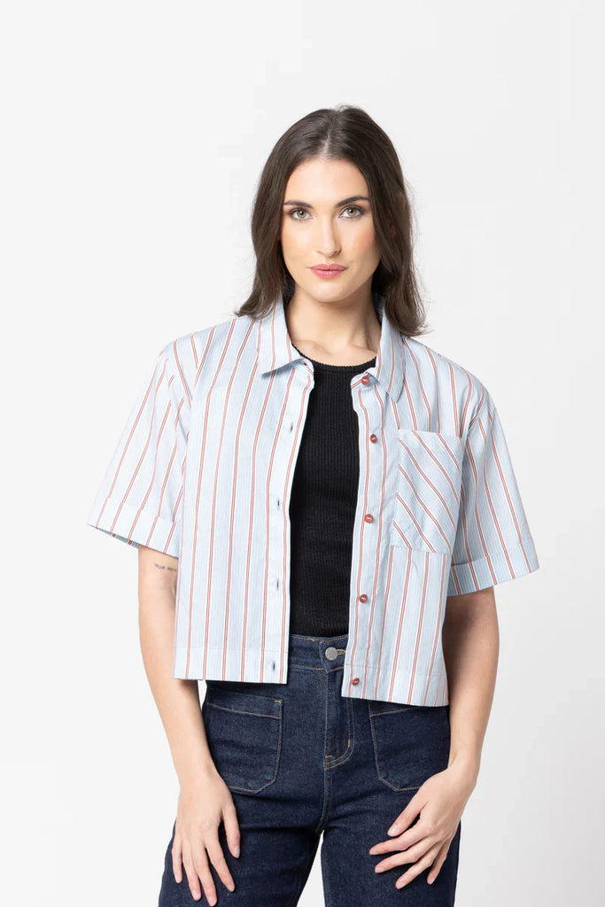 LEILA + LUCA - THE CUTE SHIRT - POWDER BLUE STRIPE