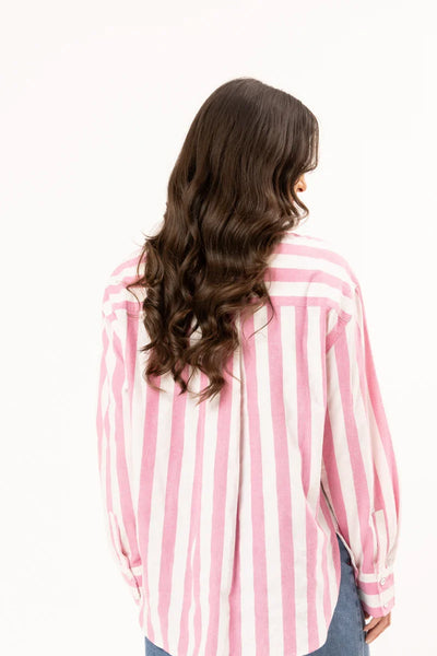 LEILA + LUCA  ESSENTIAL SHIRT - PINK STRIPE
