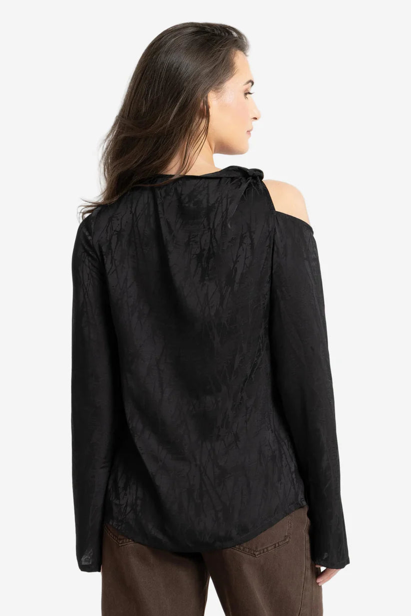 LEILA + LUCA  TWIST TOP - BLACK TEXTURE