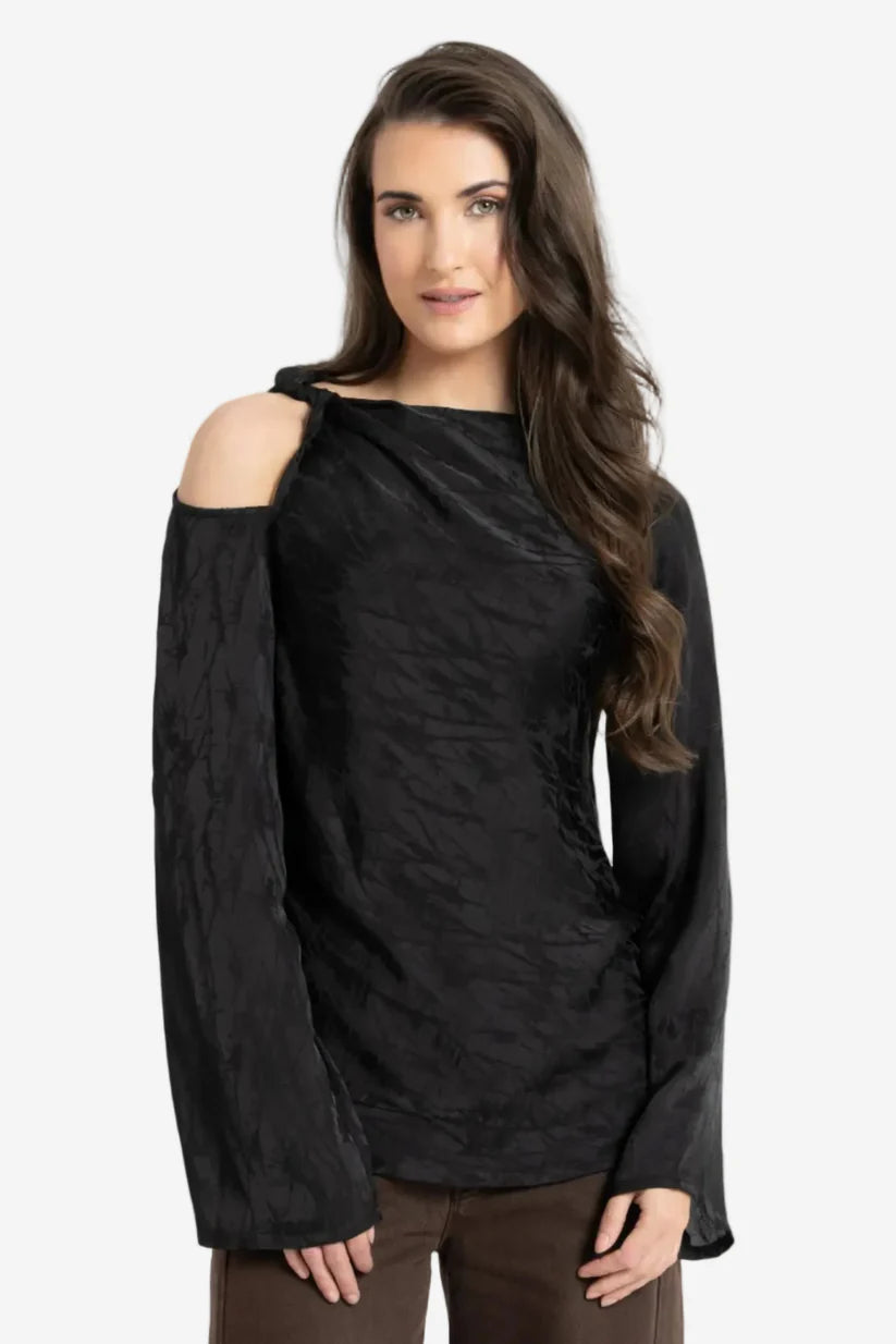 LEILA + LUCA  TWIST TOP - BLACK TEXTURE