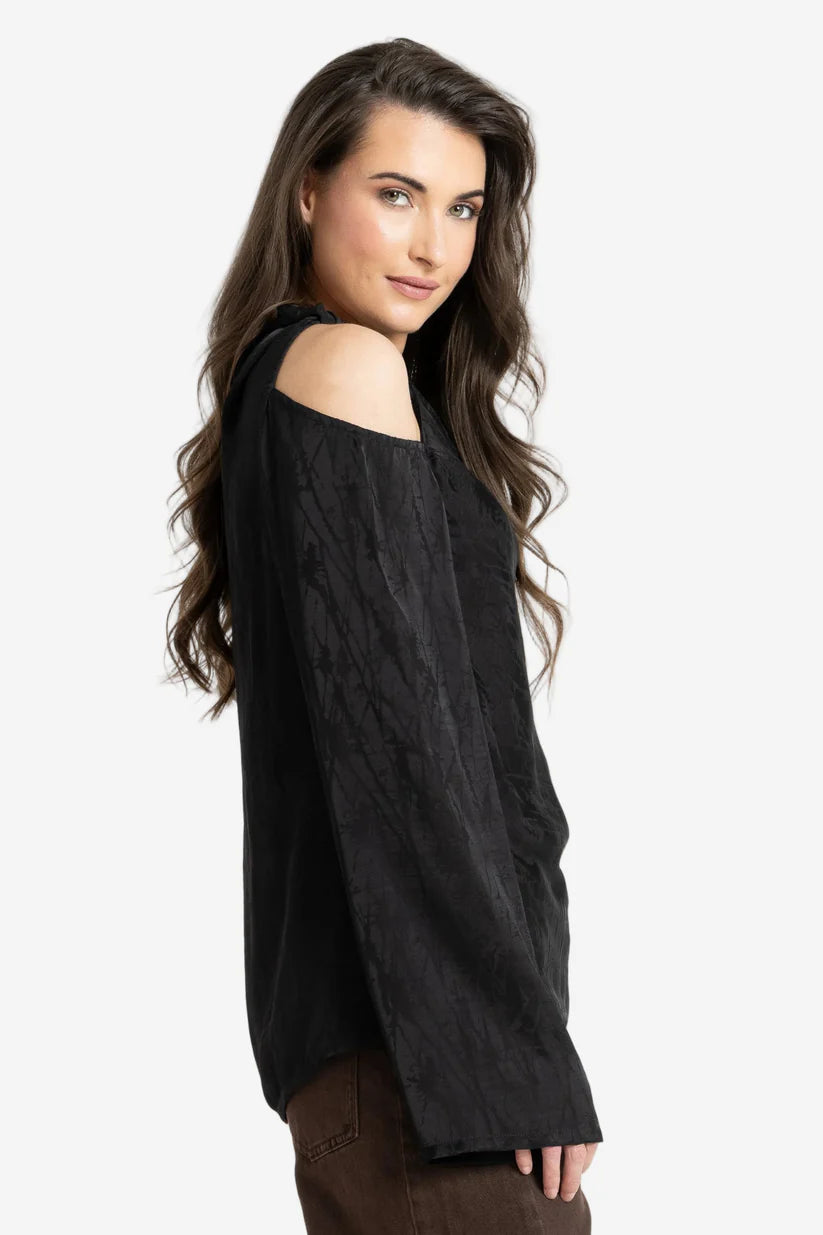 LEILA + LUCA  TWIST TOP - BLACK TEXTURE