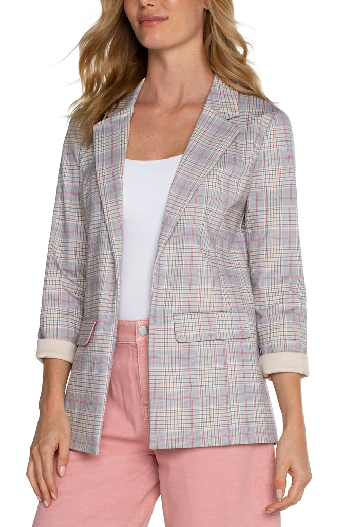 LIVERPOOL  Boyfriend Blazer - FUCHSIA KISS PLAID