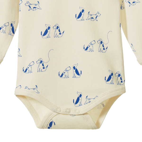Nature Baby - Cotton Long Sleeve Bodysuit - DOG WALK PRINT