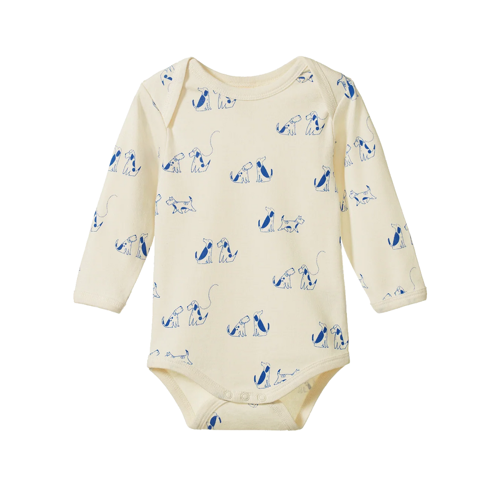 Nature Baby - Cotton Long Sleeve Bodysuit - DOG WALK PRINT
