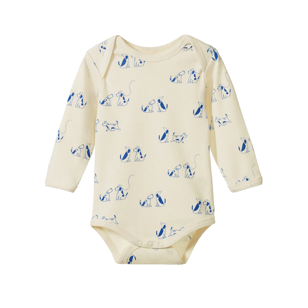 Nature Baby - Cotton Long Sleeve Bodysuit - DOG WALK PRINT