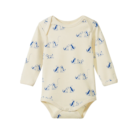 Nature Baby - Cotton Long Sleeve Bodysuit - DOG WALK PRINT