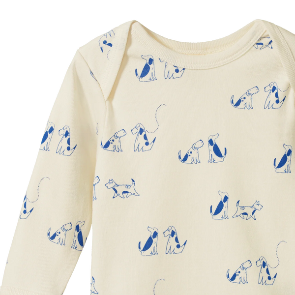 Nature Baby - Cotton Long Sleeve Bodysuit - DOG WALK PRINT