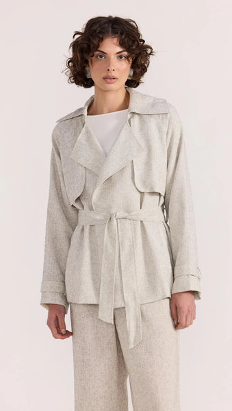 STAPLE THE LABEL - LUCIELLE CROP TRENCH COAT - LIGHT GREY