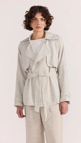 STAPLE THE LABEL - LUCIELLE CROP TRENCH COAT - LIGHT GREY