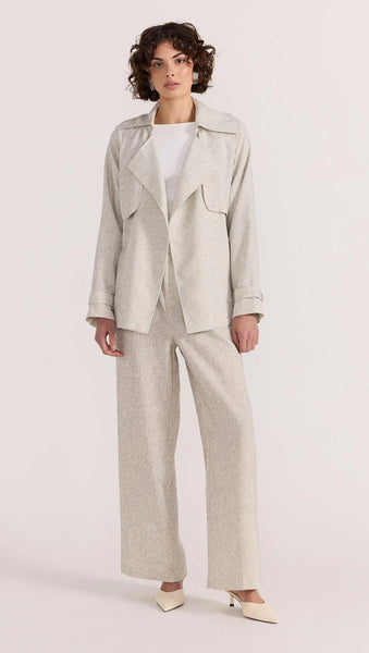 STAPLE THE LABEL - LUCIELLE CROP TRENCH COAT - LIGHT GREY