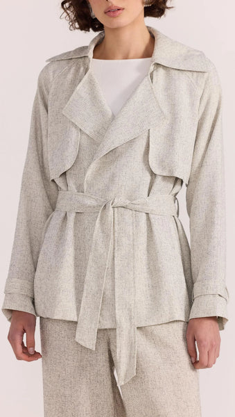 STAPLE THE LABEL - LUCIELLE CROP TRENCH COAT - LIGHT GREY