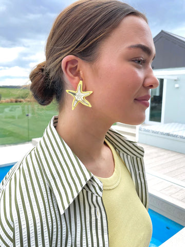 LOVER LOVER Earrings STARFISH STUD - LARGE - LEMON/GOLD