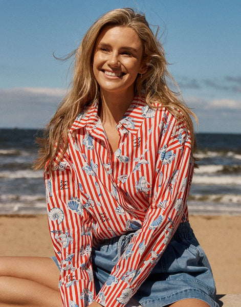 BETTY BASICS - AMALFI SHIRT - AMALFI PRINT RED